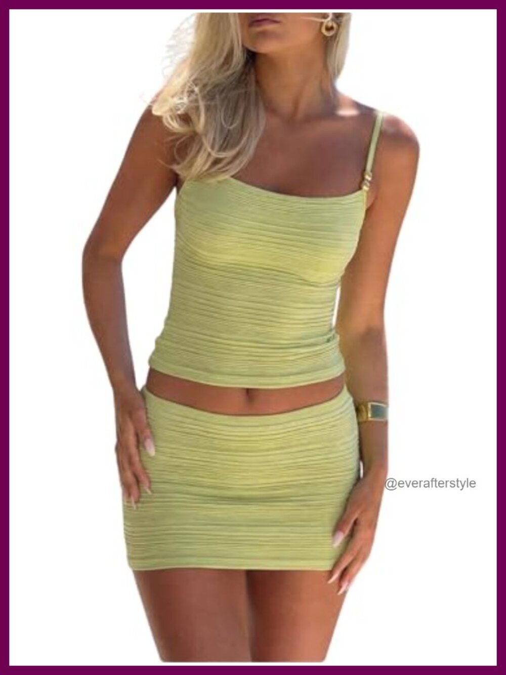Verdusa 2 Piece Skirt Set Beaded Crop Cami Top Low Rise Mini Skirt